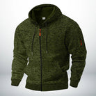 Green marl knit zip hoodie with sleeve pocket, shown on mannequin | Chaps London