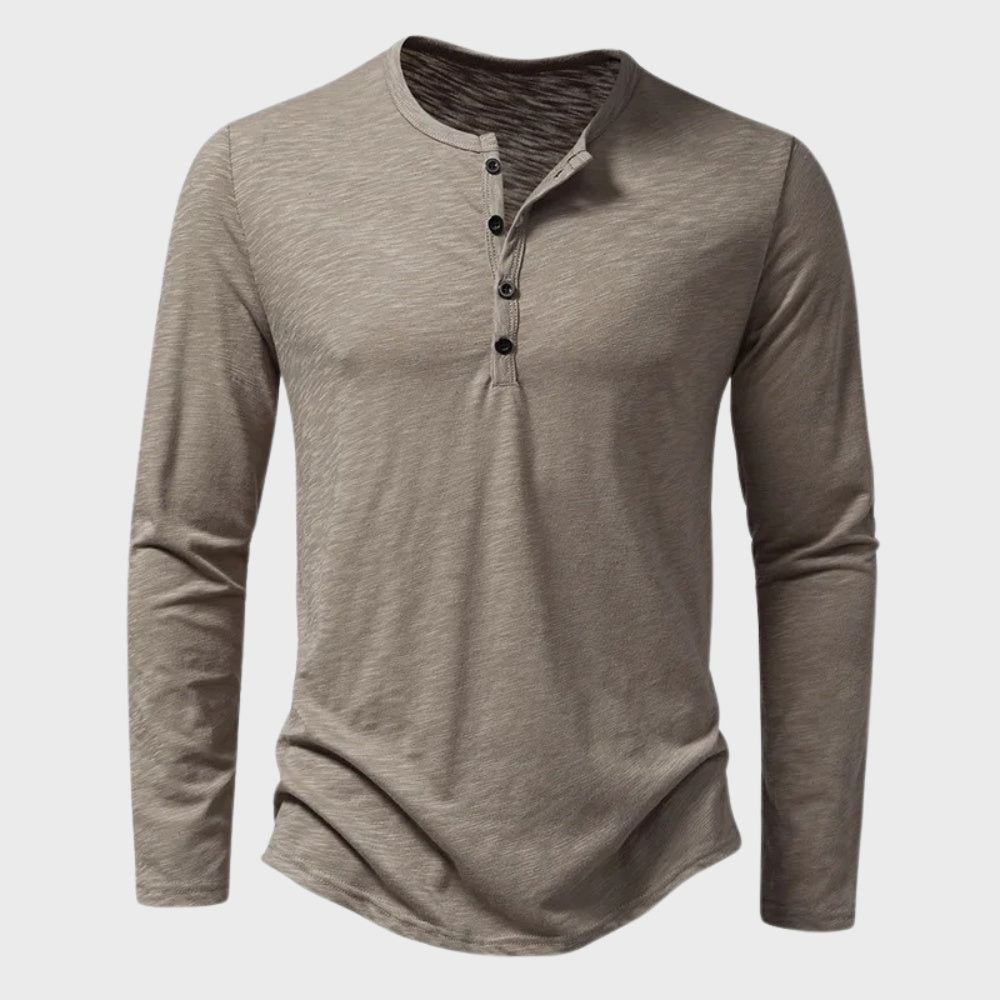 Men's Long Sleeve Henley Top | Button Placket | 5 Colours