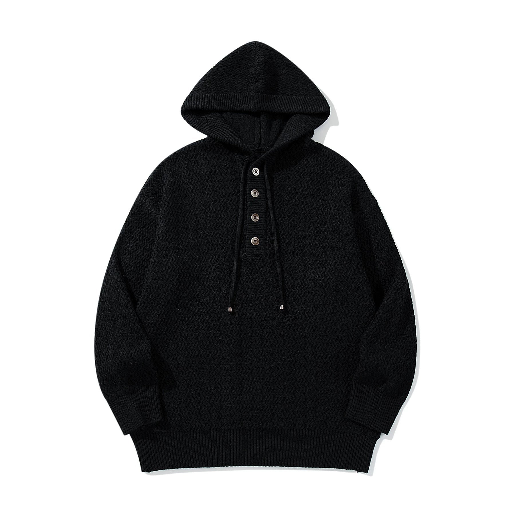 Men's Knitted Henley Hoodie | Textured Knit | 3 Colours