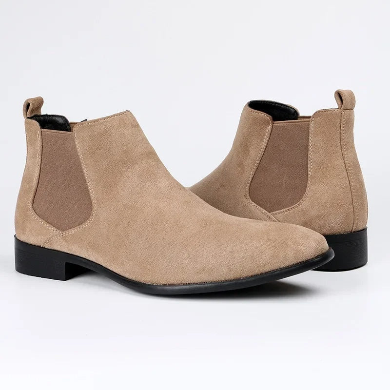 Men's Suede-Look Chelsea Boots | Elastic Sides | Pull Tab | 3 Colours