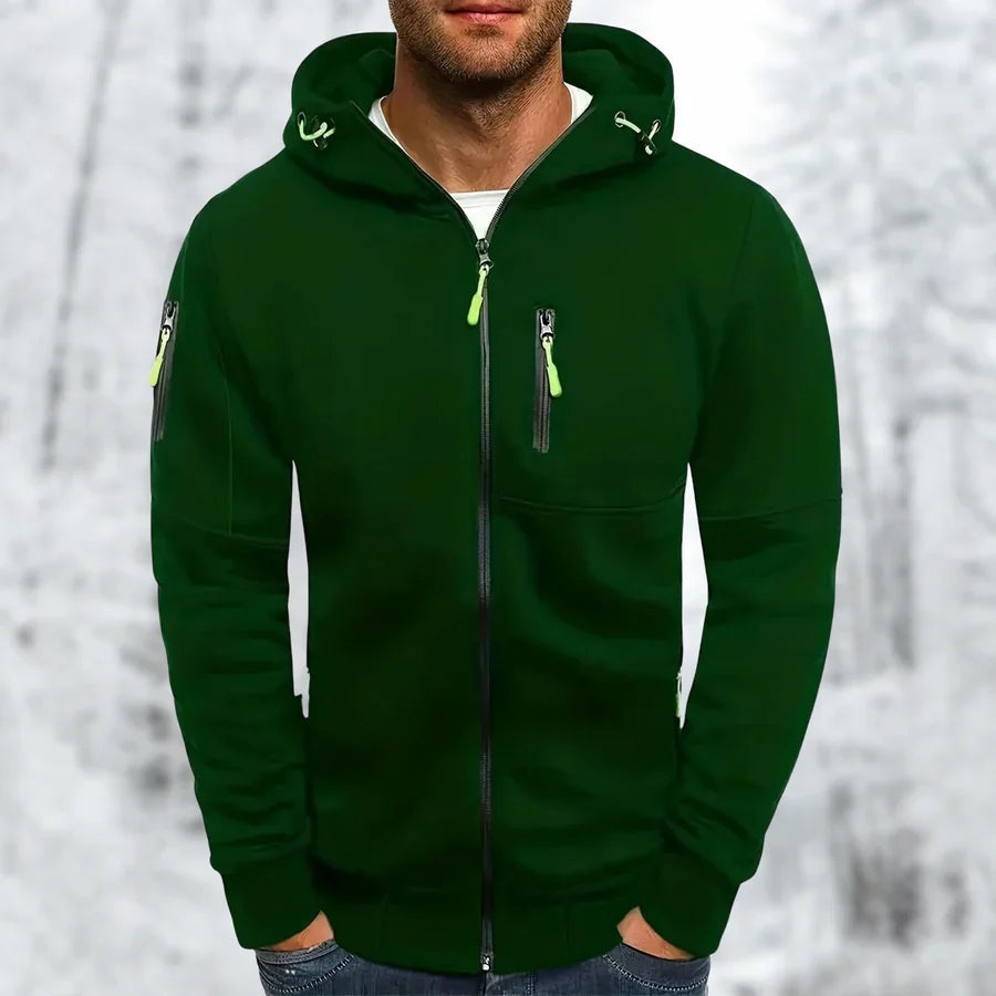 Men's Zip Hoodie with Chest and Sleeve Pockets | 9 Colours