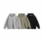 Three oversized hoodies shown flat, grey, olive green, and black colours | Chaps London