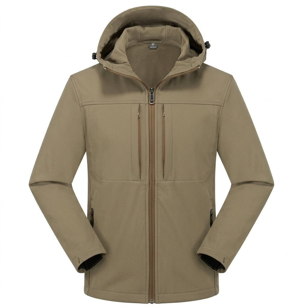 Men's Softshell Rain Jacket | Hooded | Water Repellent | Zip Pockets