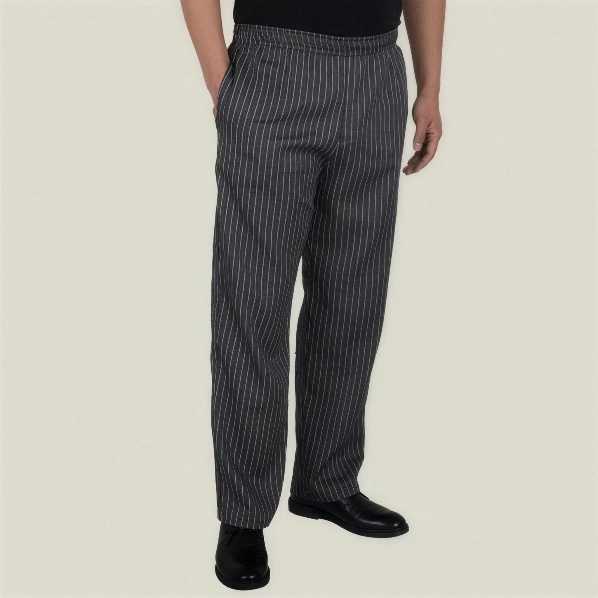 Men's Pull-On Trousers | Elasticated Waist | Side Pockets | Kitchen and Service