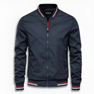 Men's Bomber Jacket | Striped Rib Trim | Stand Collar | Water Repellent