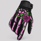 Black glove with pink skeleton hand and rose embroidery design | Chaps London