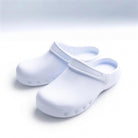 White EVA clog pair with heel strap, shown flat unworn | Chaps London