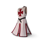 White sleeveless tunic with red cross, belt, shown on mannequin | Chaps London