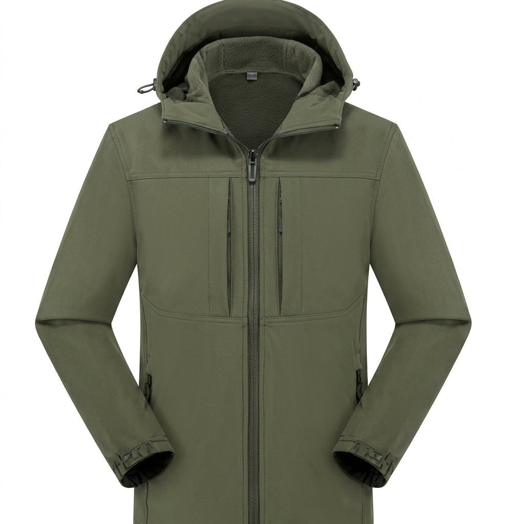Men's Softshell Rain Jacket | Hooded | Water Repellent | Zip Pockets