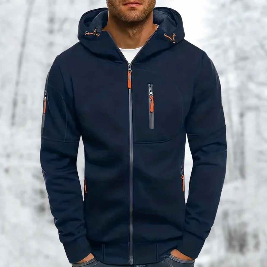 Men's Zip Hoodie with Chest and Sleeve Pockets | 9 Colours