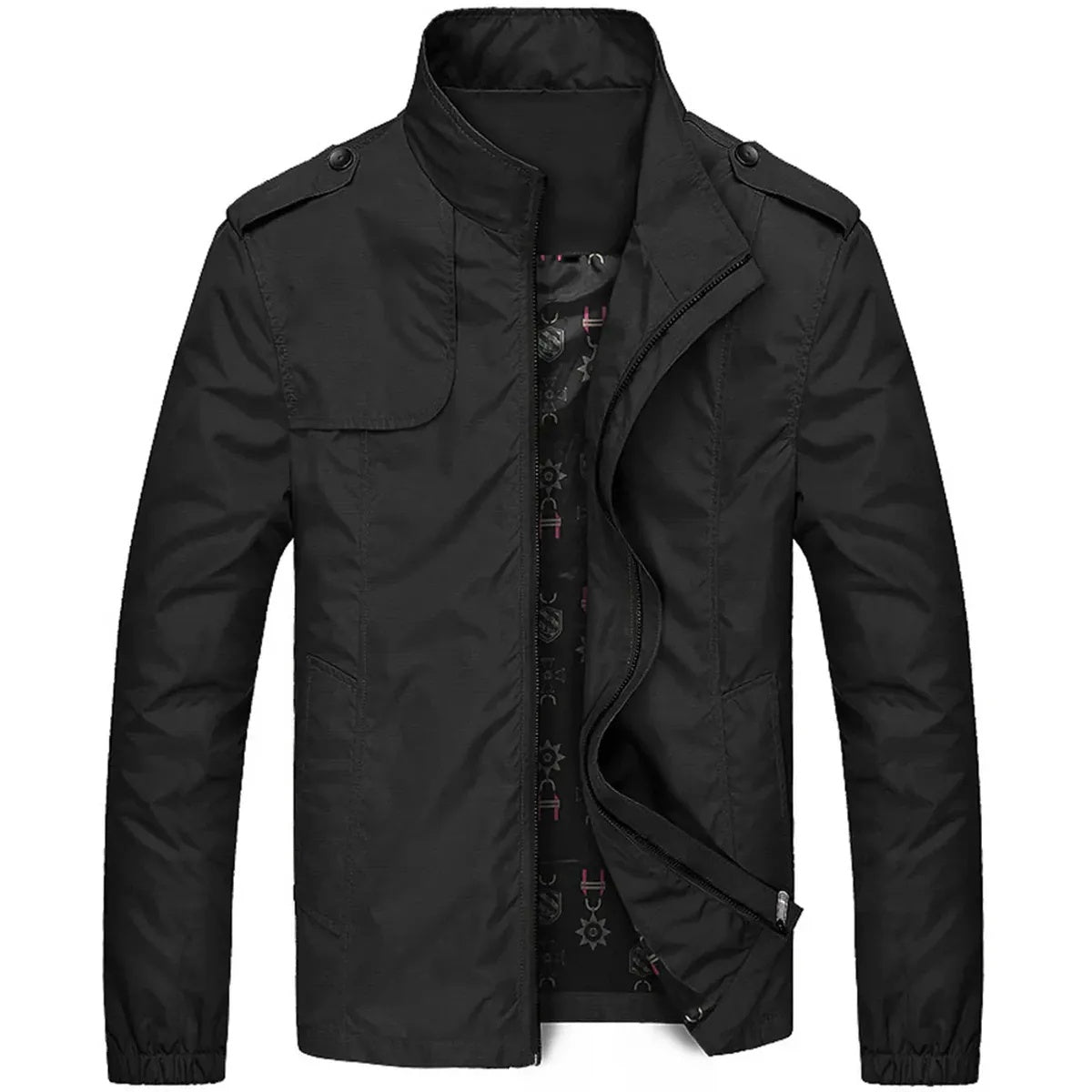 Men's Stand Collar Jacket | Lightweight | Water Repellent | Epaulettes