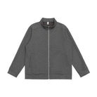 Gray zip-up stand collar sweat jacket with welt pockets, flat lay view | Chaps London