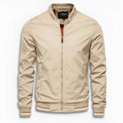 Men's Bomber Jacket | Striped Rib Trim | Stand Collar | Water Repellent