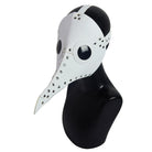 White faux leather plague doctor mask with rivets on black mannequin | Chaps London
