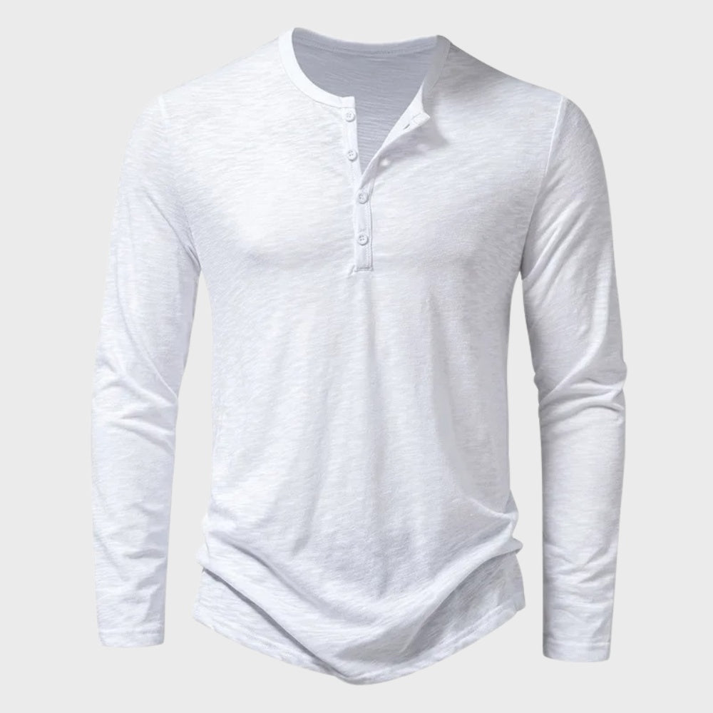 Men's Long Sleeve Henley Top | Button Placket | 5 Colours