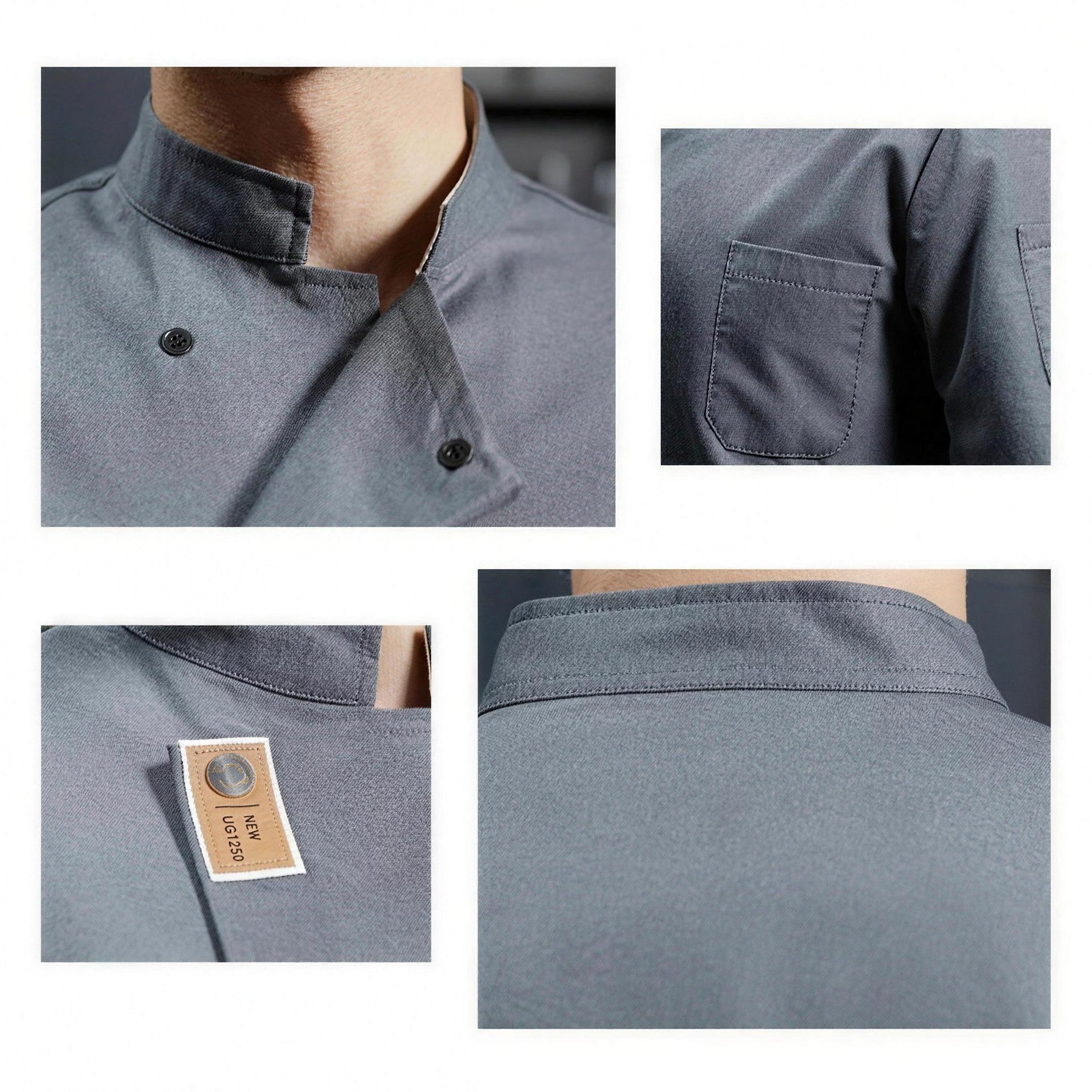 Men's Chef Jacket | Long Sleeve | Stand Collar | Chest Pocket