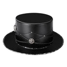 Black gothic top hat with chain, studs, and skull emblem detail | Chaps London