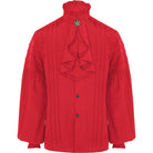 Red pleated ruffle shirt with jabot collar, flat product view | Chaps London