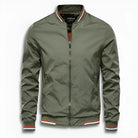 Men's Bomber Jacket | Striped Rib Trim | Stand Collar | Water Repellent