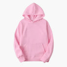 Pink pullover hoodie with kangaroo pocket, laid flat, plain fleece fabric | Chaps London