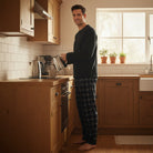 Men's Fleece Pyjamas | Check Trousers | Black