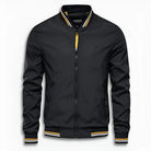 Men's Bomber Jacket | Striped Rib Trim | Stand Collar | Water Repellent