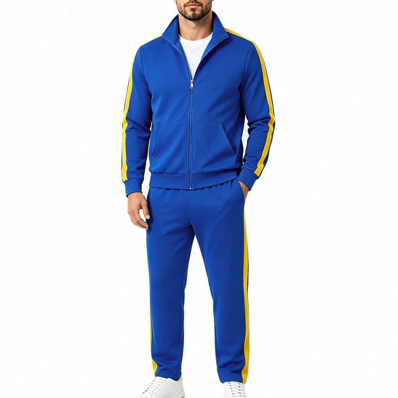 Men's Contrast Stripe Tracksuit | Stand Collar Jacket | 7 Colours