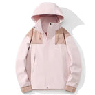 Pink hooded jacket with tan color-block accents, shown flat on white background | Chaps London