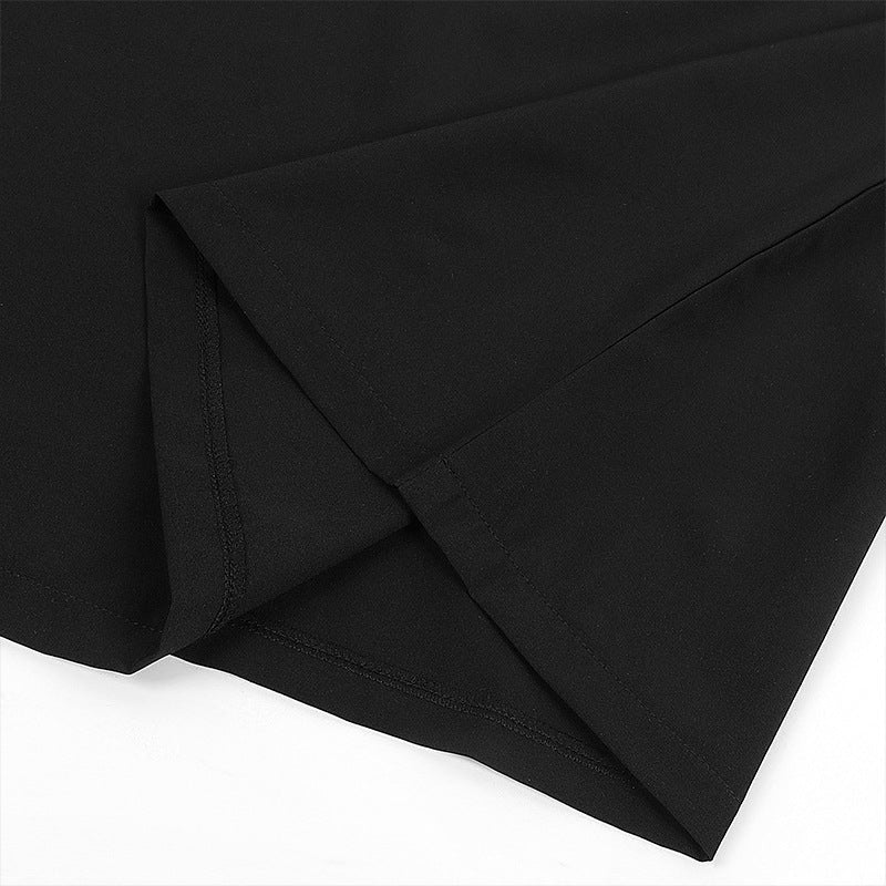 Close-up of folded black fabric showing hem and seam detail | Chaps London