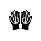 Black knit gloves with white skeleton bone print, shown flat | Chaps London