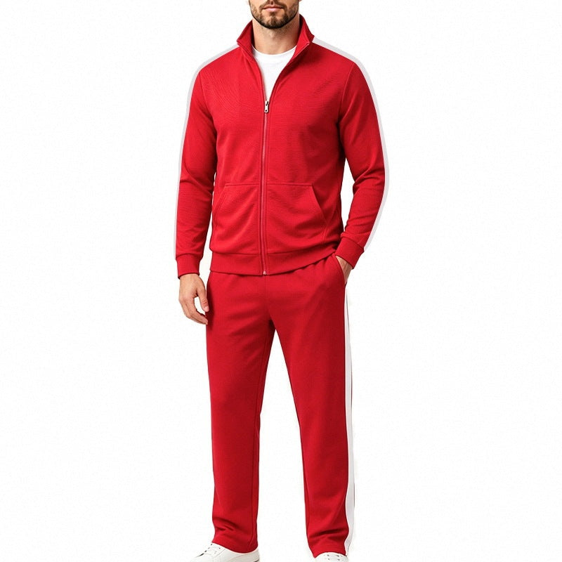 Men's Contrast Stripe Tracksuit | Stand Collar Jacket | 7 Colours