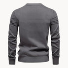 Gray knitted crew neck sweater, back view, shown on mannequin | Chaps London