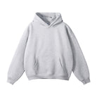 Gray oversized hoodie with kangaroo pocket, flat lay product shot | Chaps London