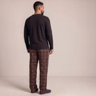 Men's Tall Henley Pyjamas | Check Trousers | Brown