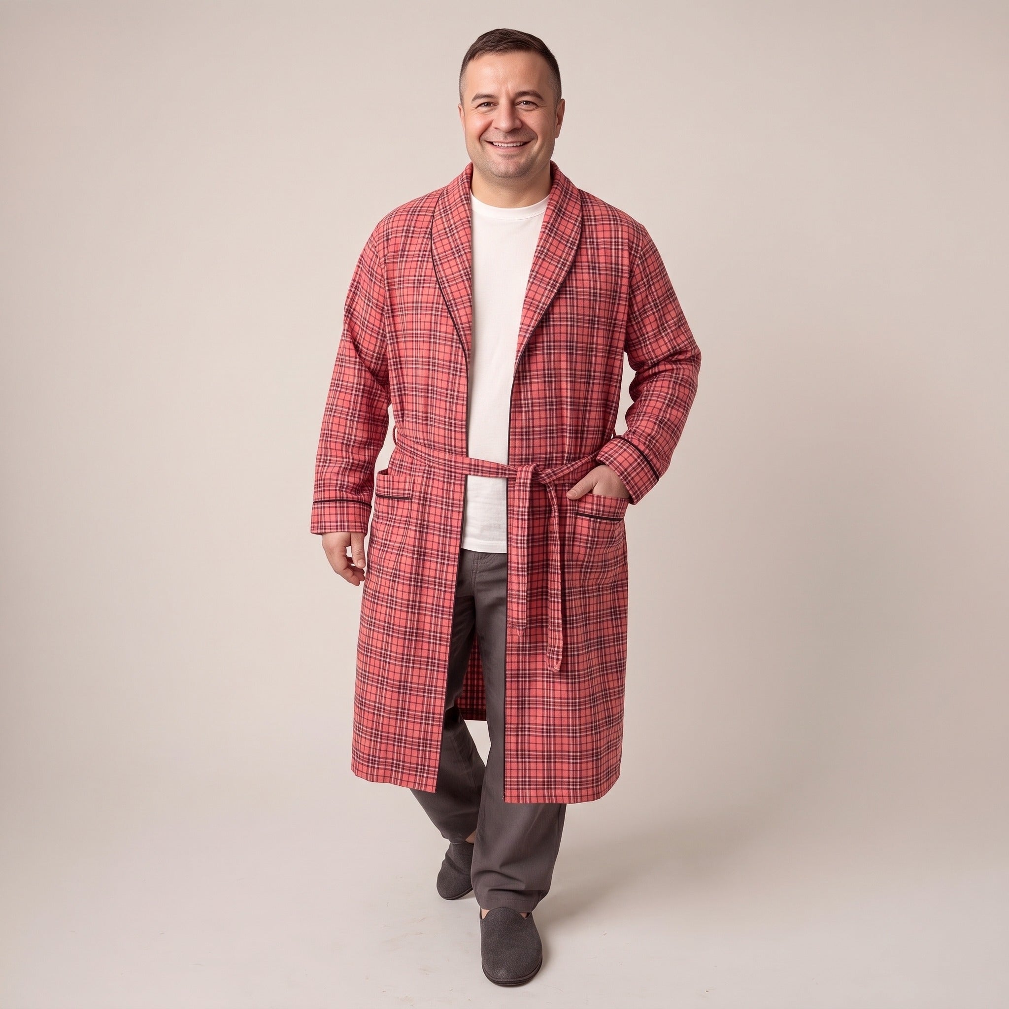 Men's Flannel Dressing Gown | Tie Belt | 3 Colours