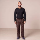 Men's Tall Henley Pyjamas | Check Trousers | Brown