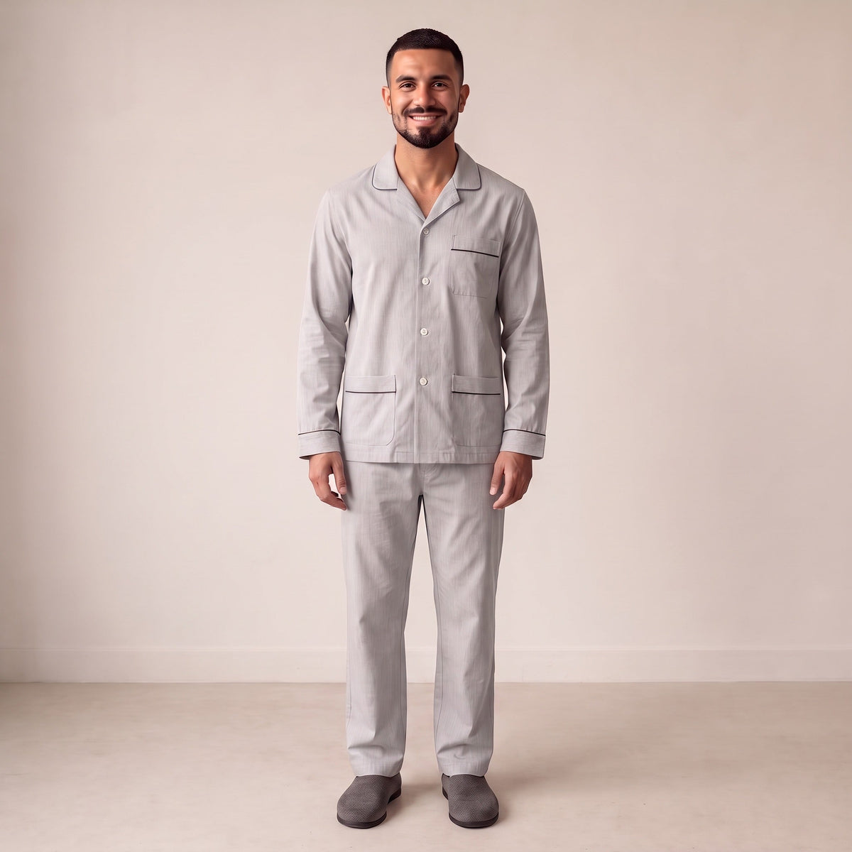 Men's Cotton Twill Pyjamas | Light Grey