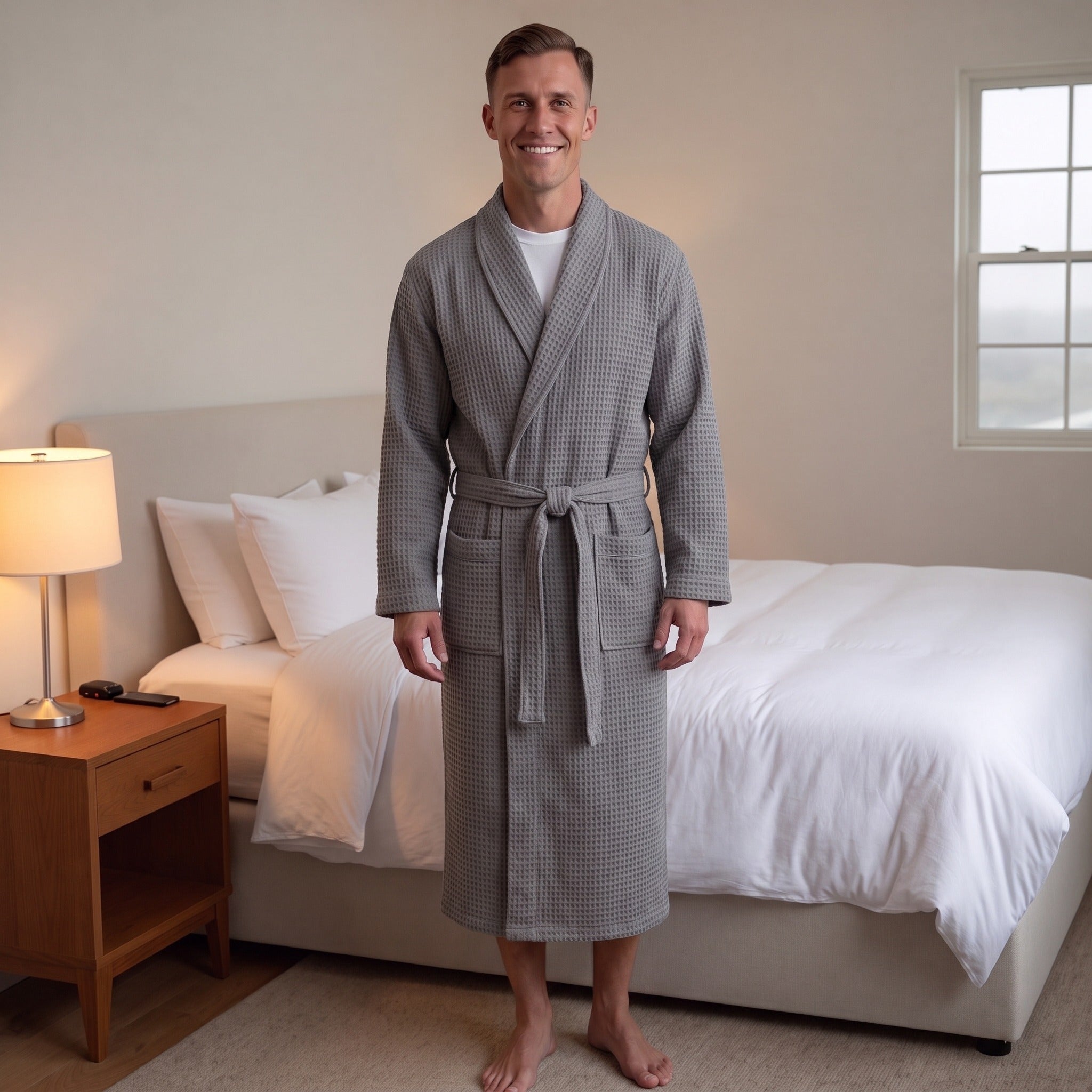 Men's Waffle Dressing Gown | Shawl Collar | 5 Colours