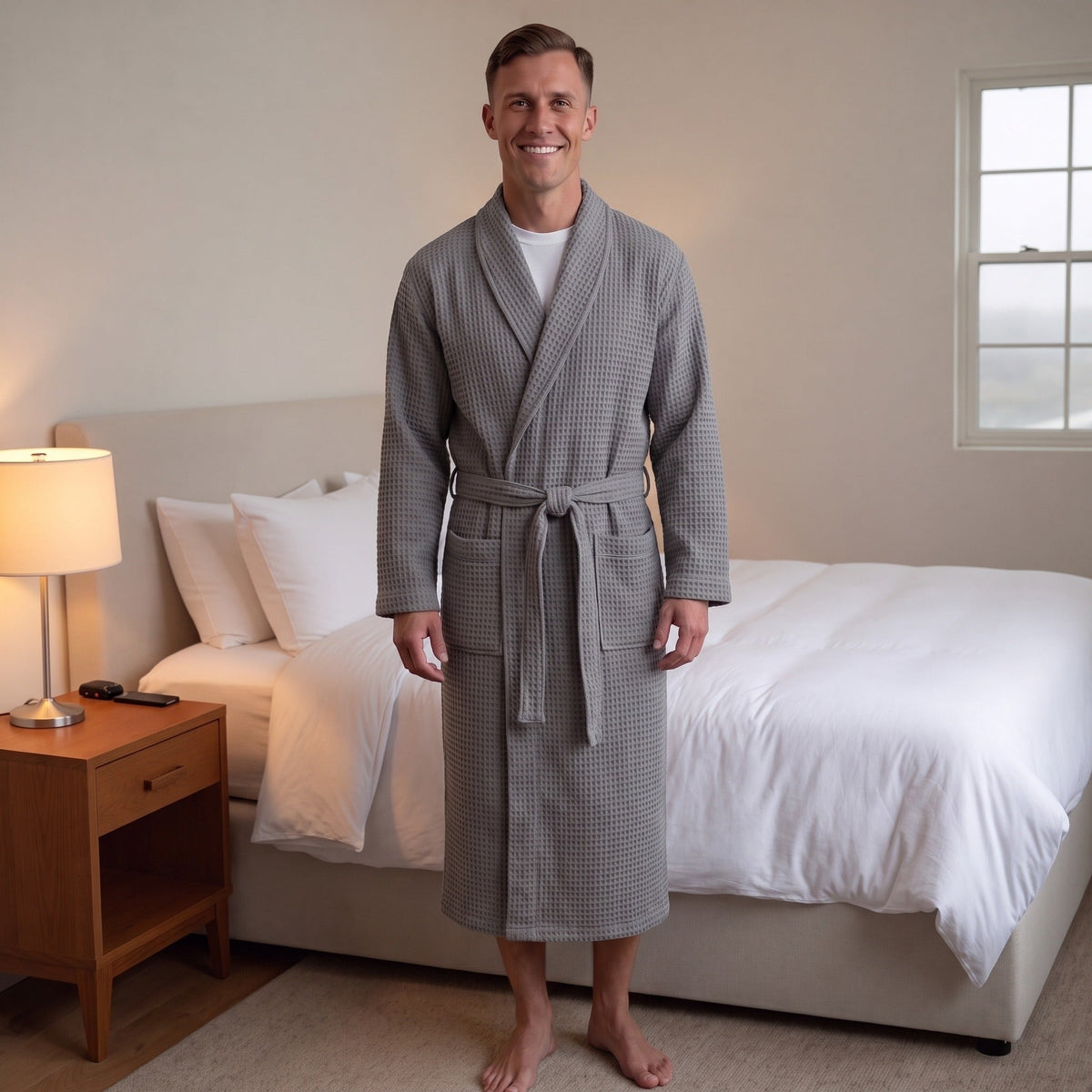 Men's Waffle Dressing Gown | Shawl Collar | 5 Colours
