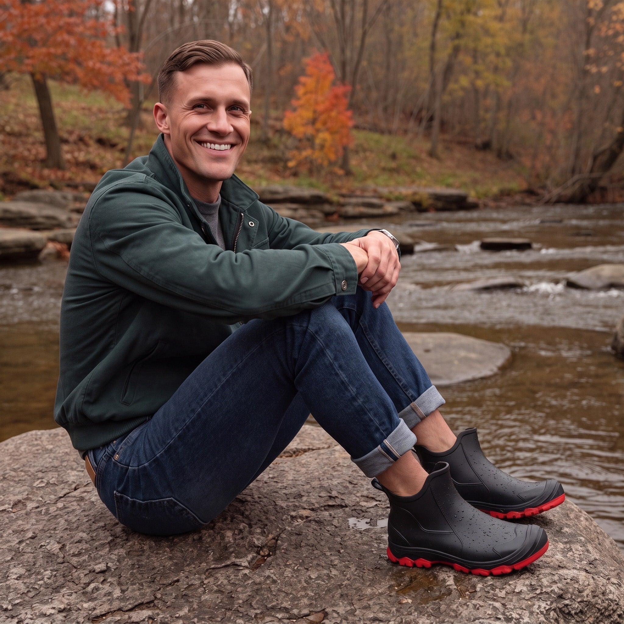 Men's Short Rain Boots | Treaded Sole | 3 Colours