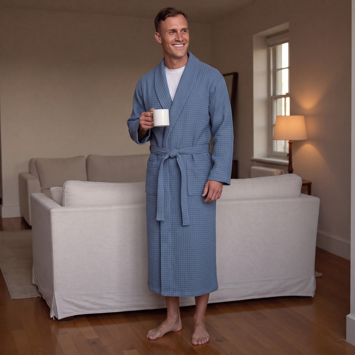 Men's Waffle Dressing Gown | Shawl Collar | 5 Colours