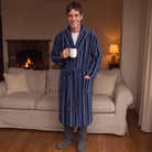 Men's Striped Fleece Dressing Gown | 2 Colours