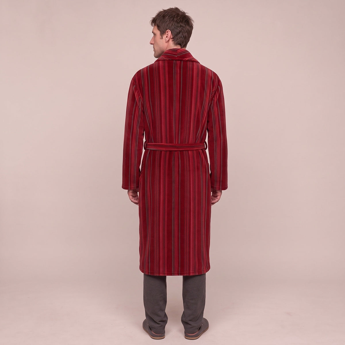 Men's Striped Fleece Dressing Gown | 2 Colours