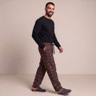 Men's Tall Henley Pyjamas | Check Trousers | Brown