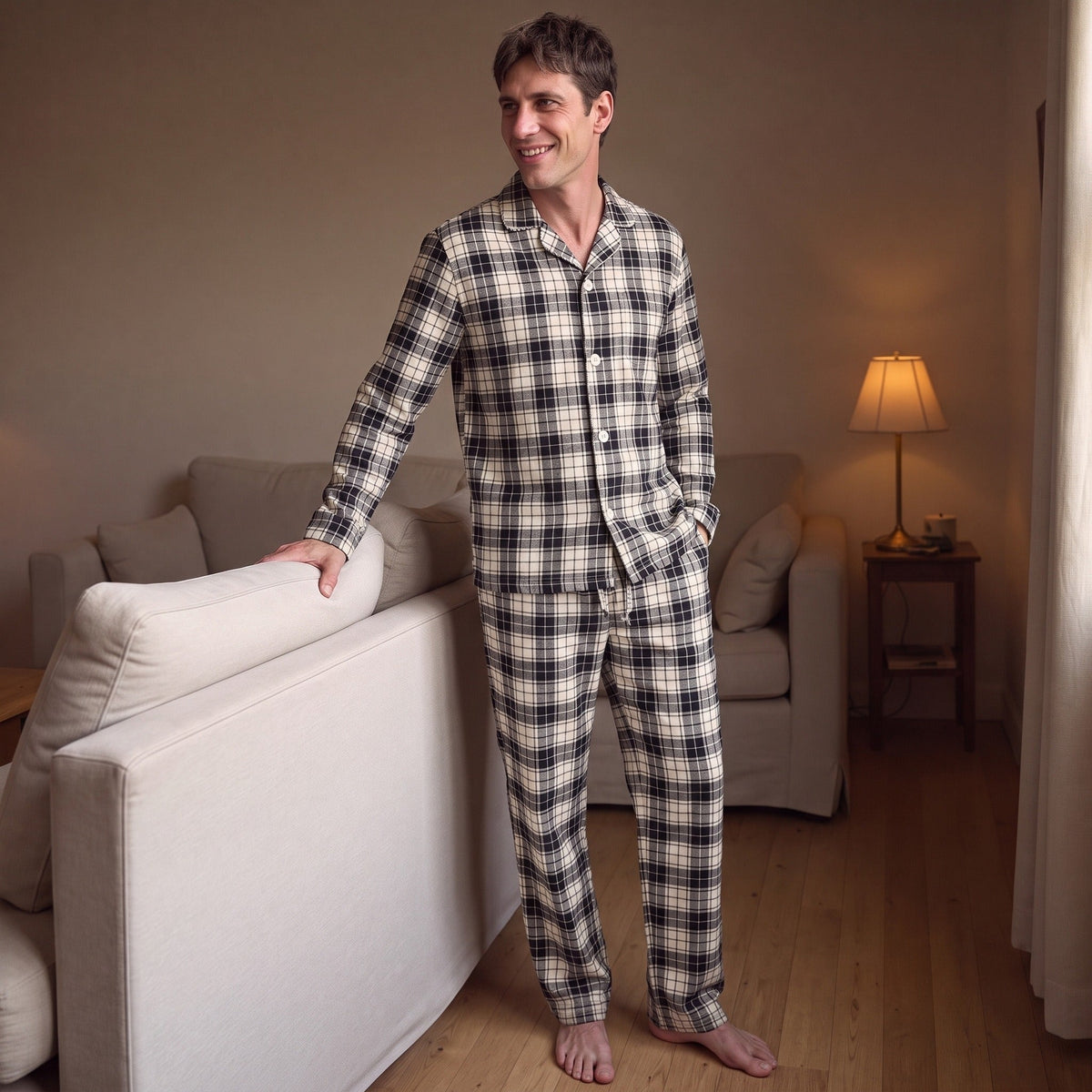 Men's Check Flannel Pyjamas | Button Front | 2 Colours