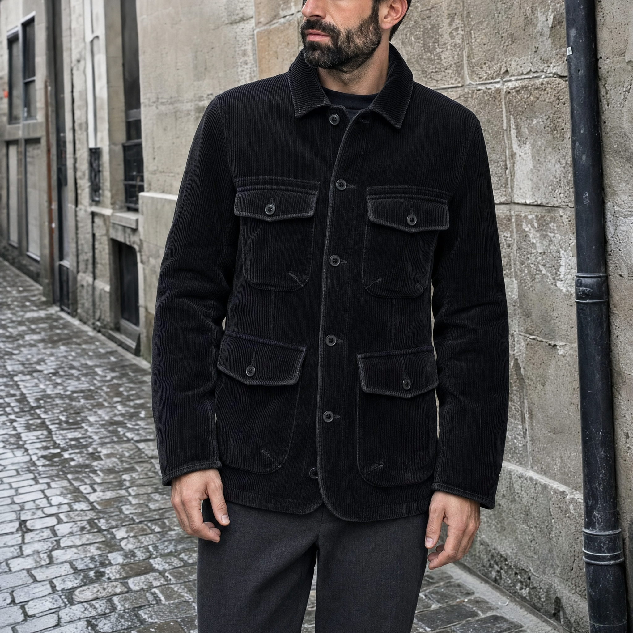 Corduroy Jacket - Button-Up - Cargo - Autumn Jacket - Men's Jacket-Jackets-Chaps London-Chaps London