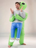 Inflatable alien costume that looks like an alien carrying you