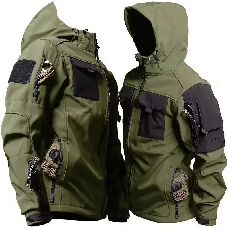 Men's Tactical Softshell Jacket | Fleece Lined | Hooded