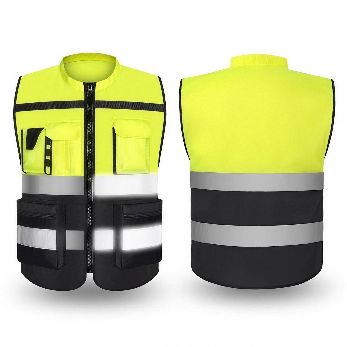Men's Work Vest | Reflective Strips | Two Tone | Multi-Pocket