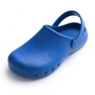 Blue EVA clog with adjustable heel strap and perforated ventilation holes shown | Chaps London